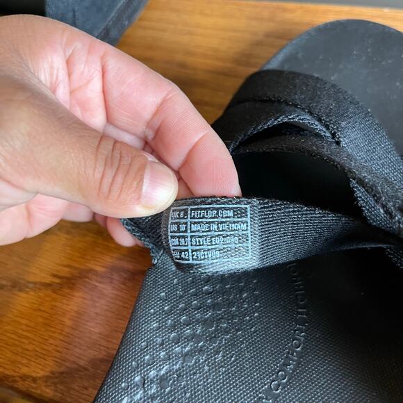 FITFLOP BLACK MIX iQUSHION MULTI STRAP SLIDES SANDALS SHOES SIZE 10 - Picture 3 of 7